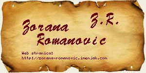Zorana Romanović vizit kartica